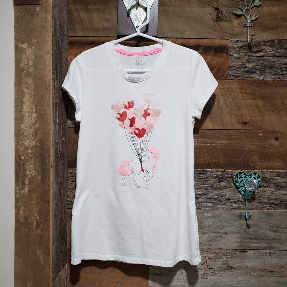 Falls Creek Unicorn Lifted By Balloons Shirt G 7/8